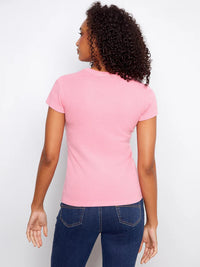 Charlie B Tencel Ribbed TShirt - Candy