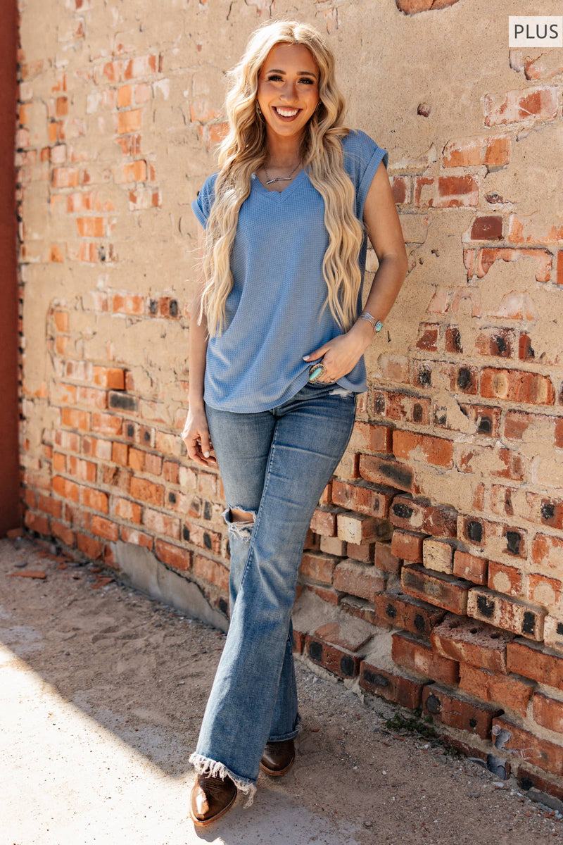The Blayke Top - Denim Blue (Plus)