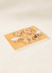 Coco Village - Set of 6 Barnyard Animals on Wooden Plate