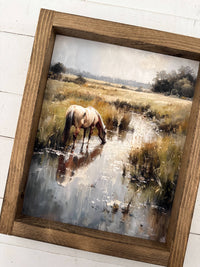 Ashwood Designs - Horse Meadow wood sign: Dark Walnut / 9x11