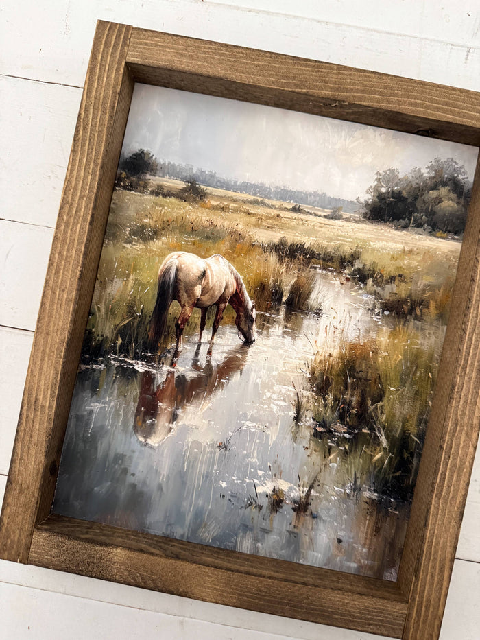 Ashwood Designs - Horse Meadow wood sign: Dark Walnut / 9x11
