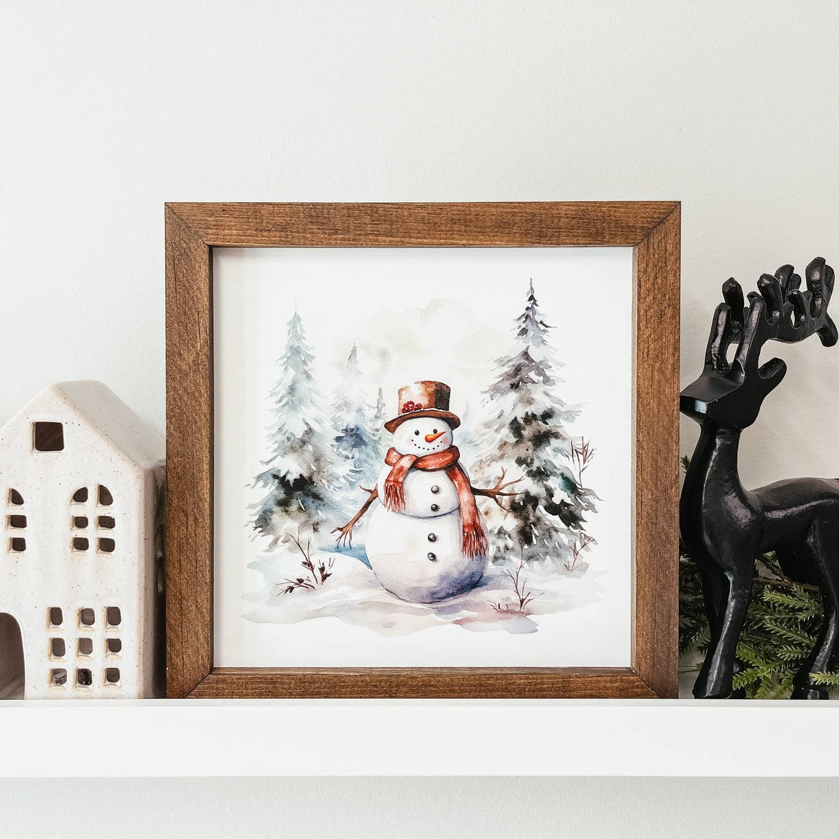 Knotty Design Co. - Watercolour Snowman Framed Sign