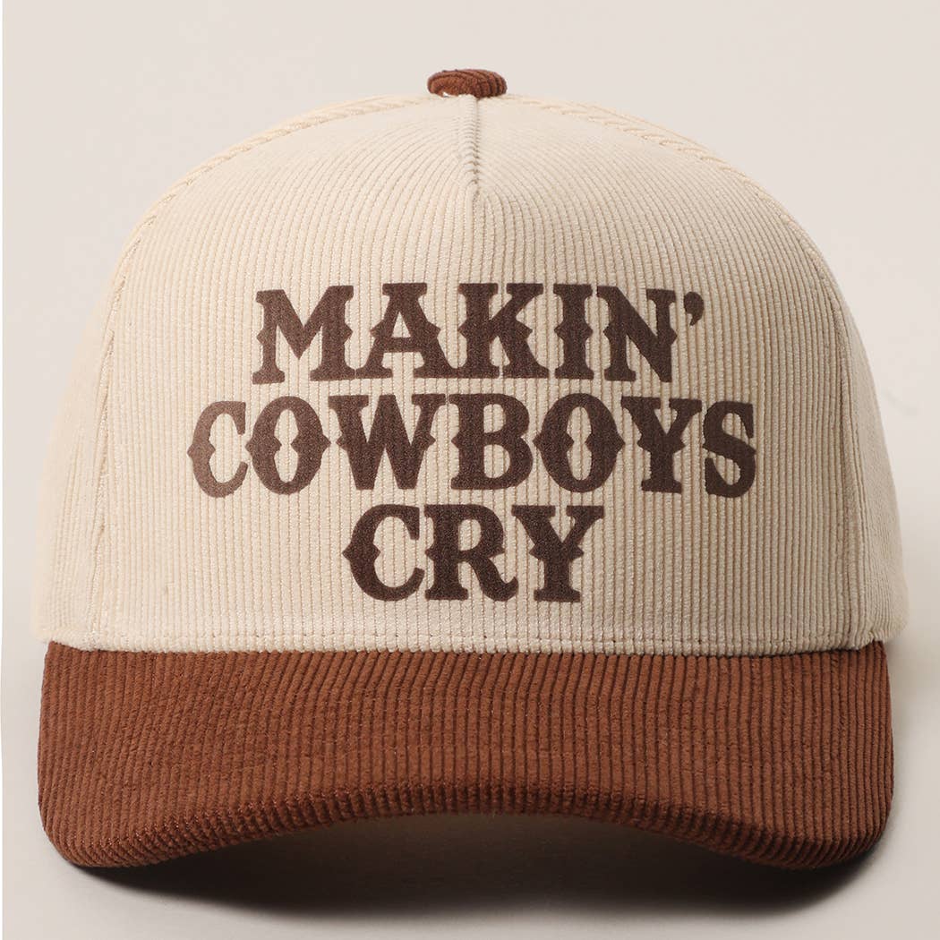 Makin Cowboys Cry Corduroy Trucker Hat - Brown