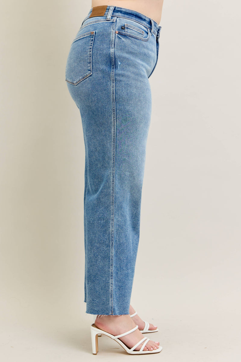 Judy Blue Jeans - Vintage Wash Wide Leg With Destroy