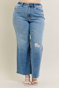 Judy Blue Jeans - Vintage Wash Wide Leg With Destroy