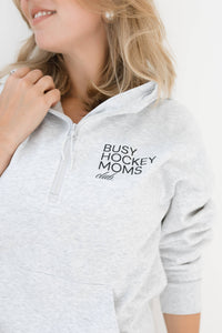 Busy Hockey Mom Hoodie: Ash Grey