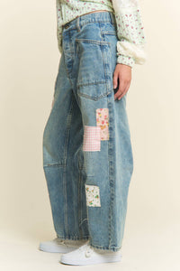 Patched Barrel Jeans