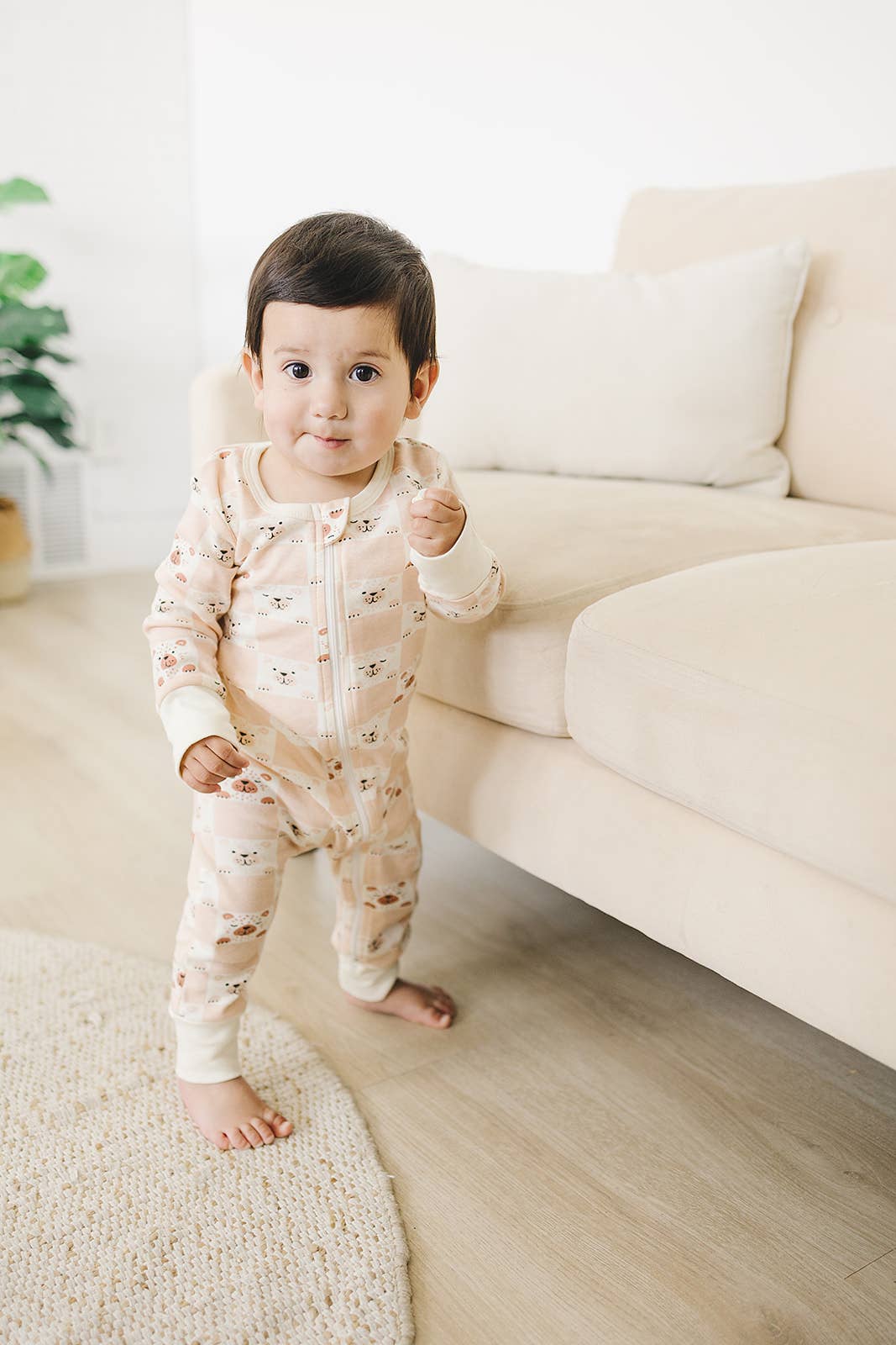 Organic Cotton Zippy - Checkered Bear