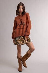 Rodeo Cowboy Sweater - Rust