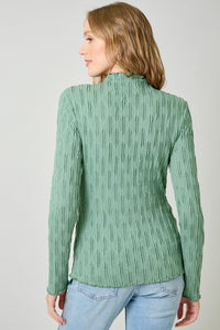 Lettuce Edge Textured Knit Top - Seafoam