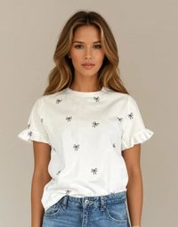 PRIV Elodie Ruffle Cuff Tee - Bows
