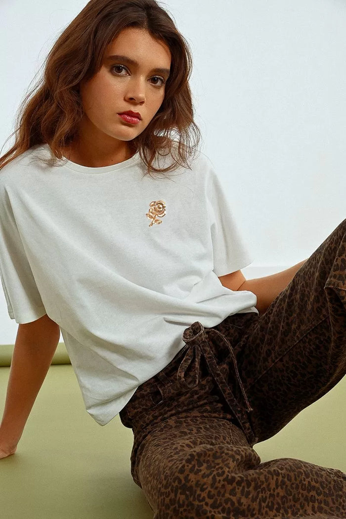 Rose Sequin Knitted Tee