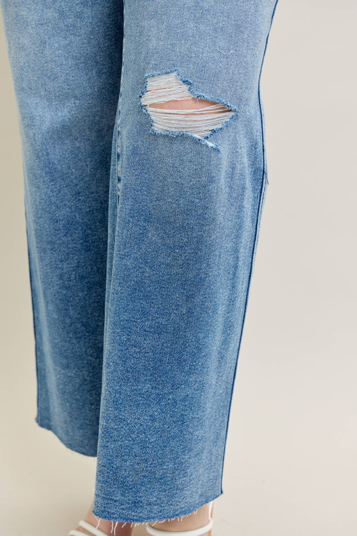 Judy Blue Jeans - Vintage Wash Wide Leg With Destroy