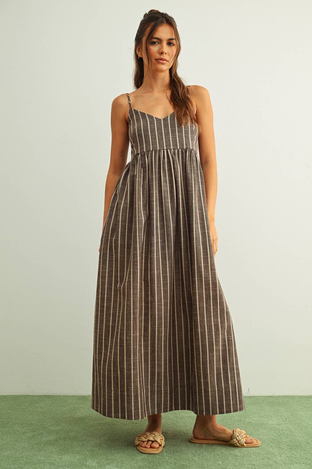 Gloaming Striped Dress - Mocha