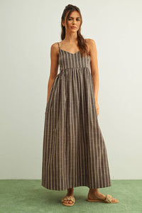 Gloaming Striped Dress - Mocha
