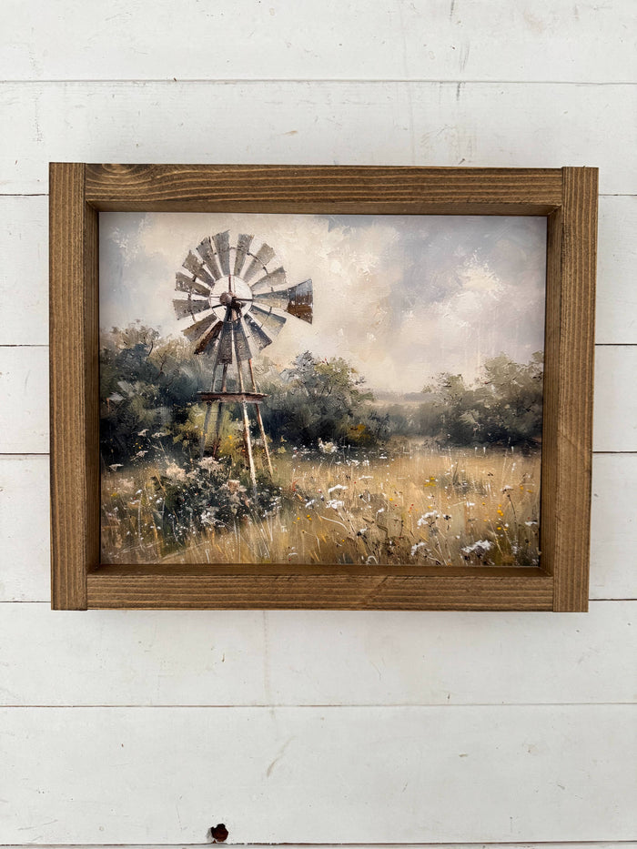 Ashwood Designs - Windmill wood sign: Dark Walnut / 9x11