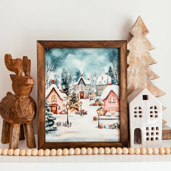 Knotty Design Co. - Christmas Village Scene 3 Framed Christmas Sign