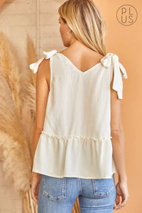 Woven Peplum Cami To - Plus