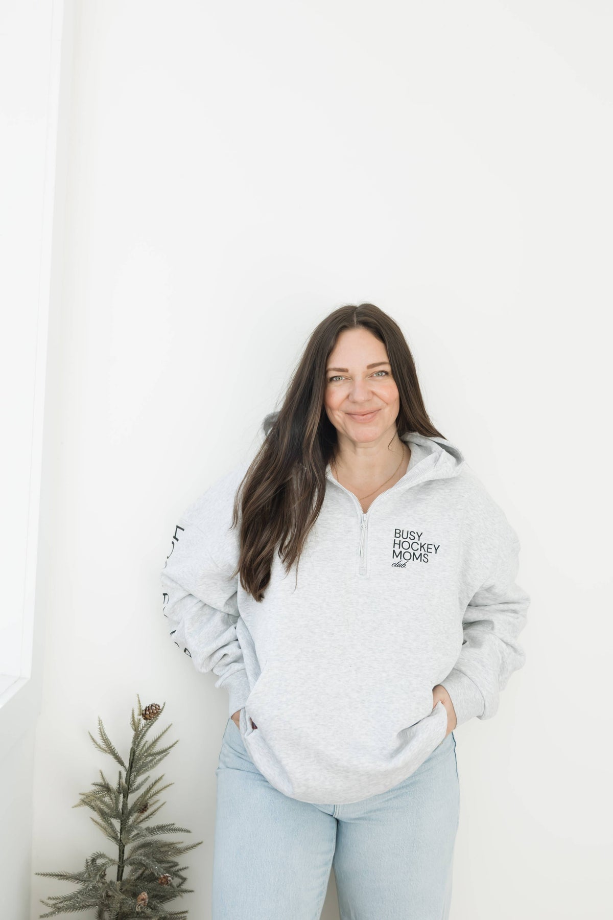 Busy Hockey Mom Hoodie: Ash Grey