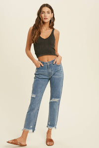 Ribbed Bralette - Charcoal