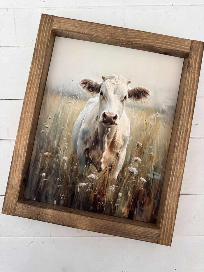 Ashwood Designs - Celeste the cow wood sign: Dark Walnut / 9x11