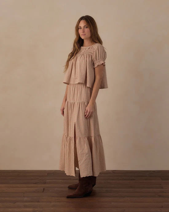 Rylee & Cru Gingham midi skirt