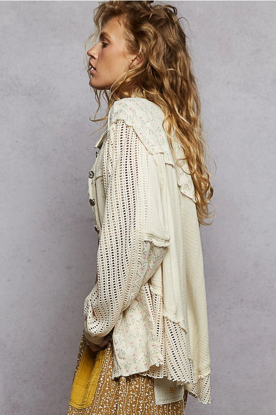Denim & Lace Woven Jacket
