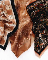Silk Bandana Scarf-Tropical Palms Amber