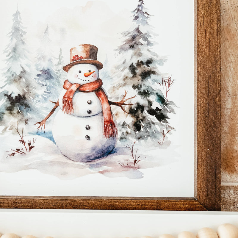 Knotty Design Co. - Watercolour Snowman Framed Sign