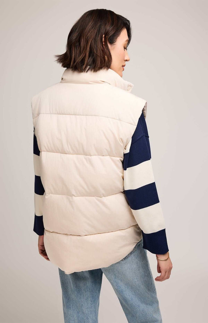 Creme Puffer Vest Nora  - Size Large