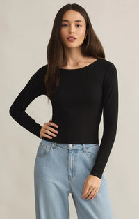 Z Supply Infinity Fitted Long Sleeve Tee-Black