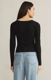 Z Supply Infinity Fitted Long Sleeve Tee-Black