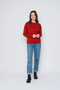 Orb Jenna Luxe Fleece Crew-Brick