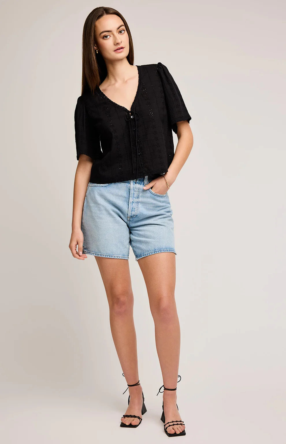 Gentle Fawn Jessa Eyelet Top-Black