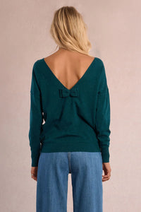 Knitted sweater, V-back Bow
