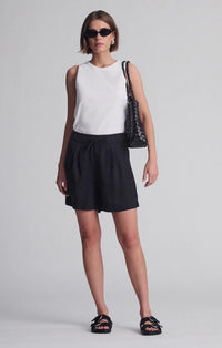 Mavi Penny Pleated Shorts-Black