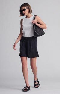 Mavi Penny Pleated Shorts-Black