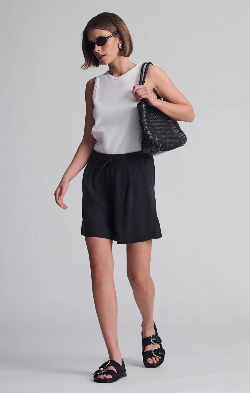 Mavi Penny Pleated Shorts-Black