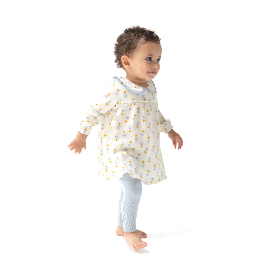 Peter Pan Collar Dress and Ribbed Legging Set