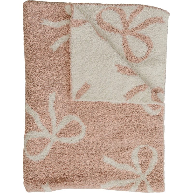 Mebie Baby Pink Bow Plush Blanket