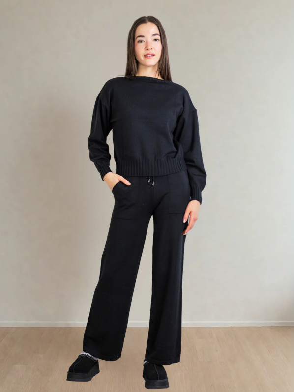 PRIV Odette Knit Pant Set in Black
