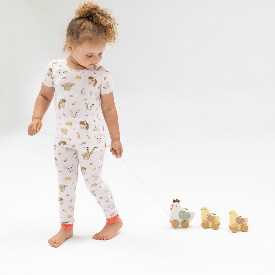 Angel Dear Short Sleeve Loungewear set-Animal Faces - Pink
