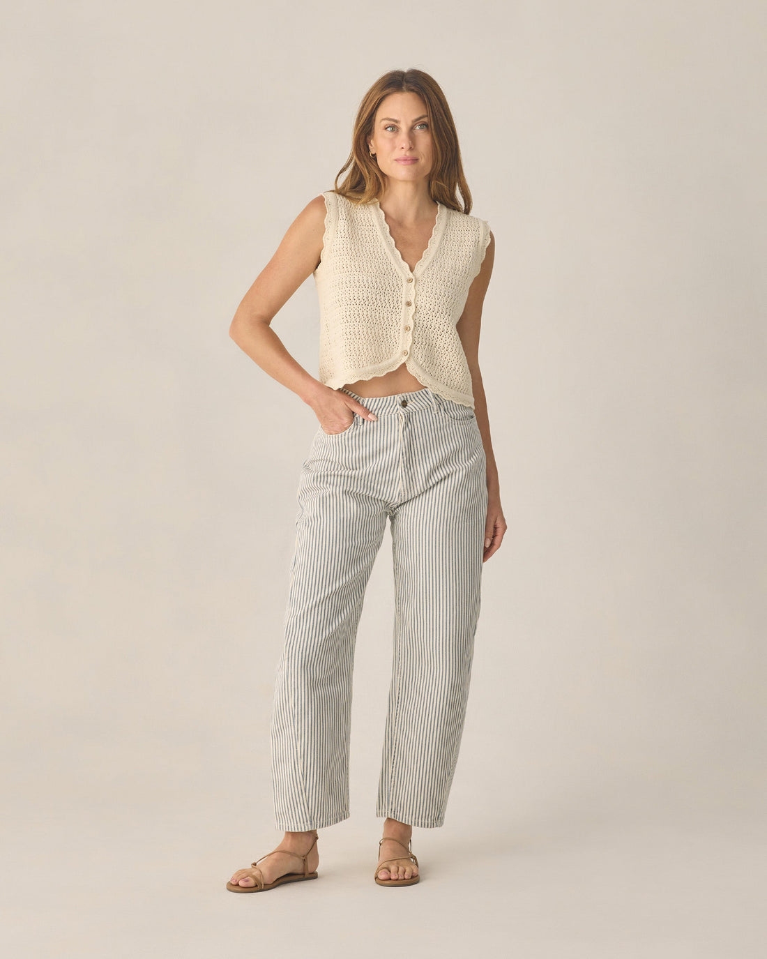Rylee & Cru Barrel Pant Railroad Stripe