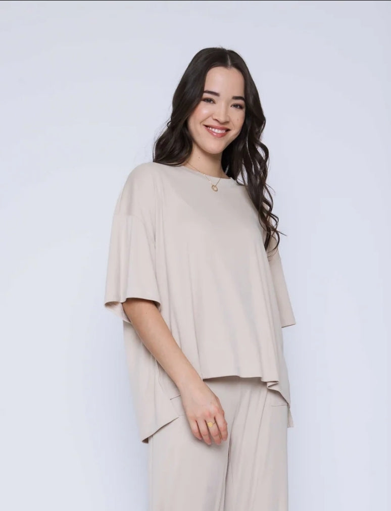 ORB Serena-Oversized Tee- Stone