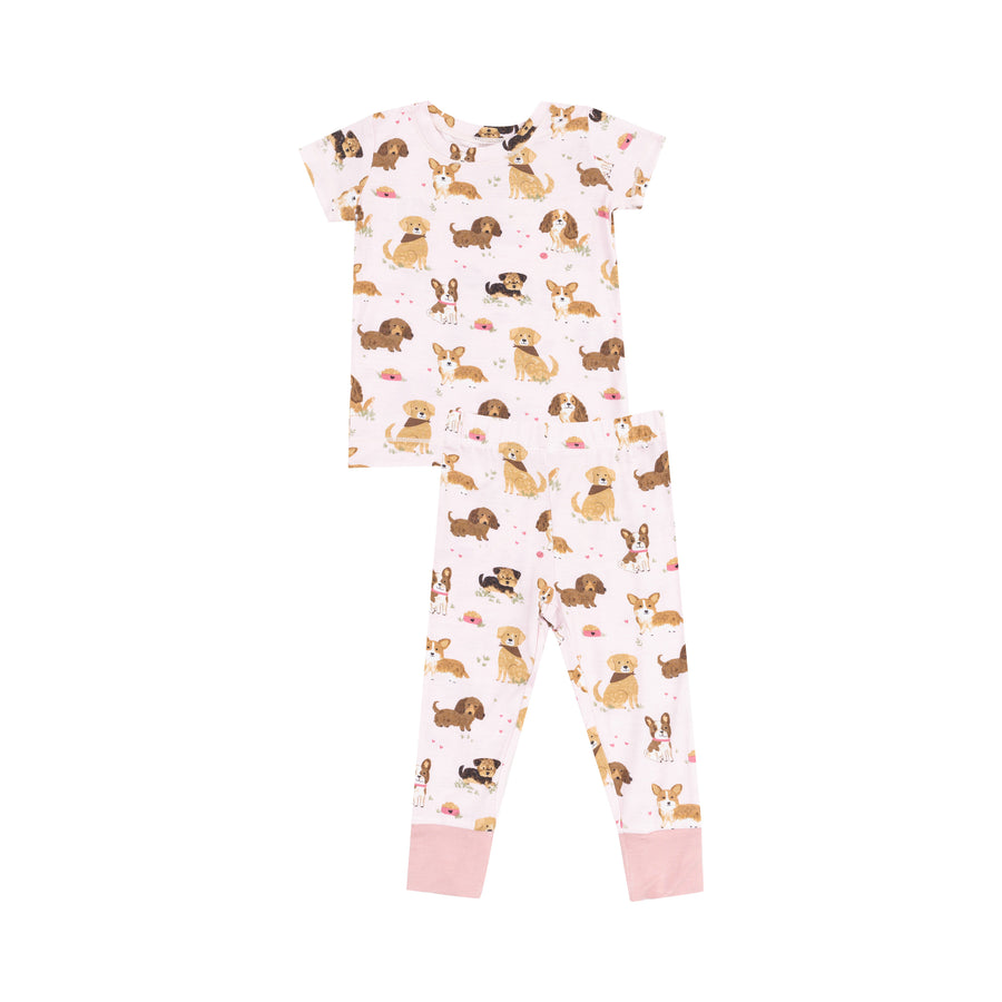 Angel Dear Short Sleeve Loungewear Set-Best Friends Dog - Pink