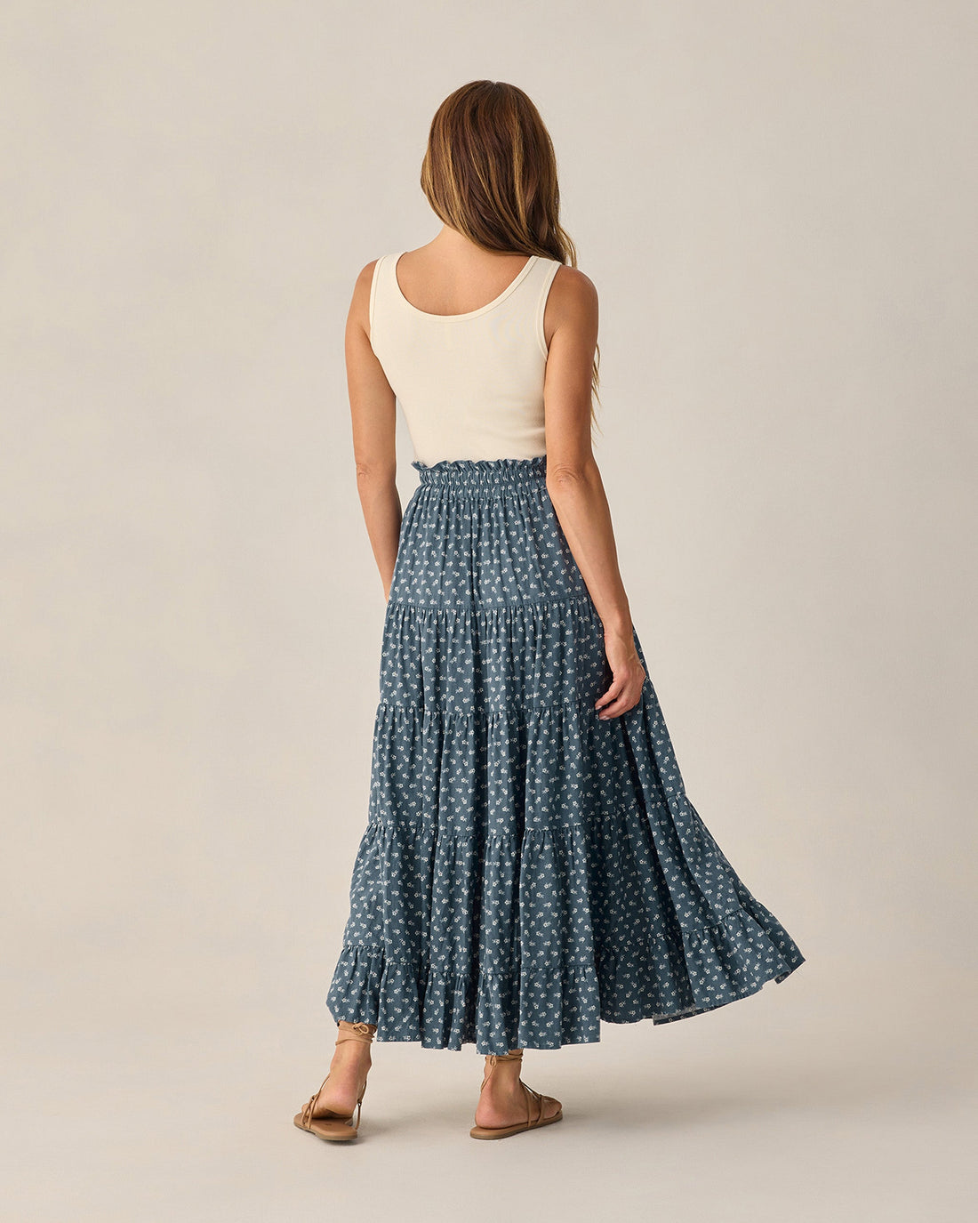 Rylee & Cru Ruffle Tiered Maxi Skirt Ditsy