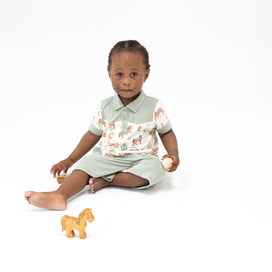Angel Dear Cowboy Polo and Short Set - Western Horses