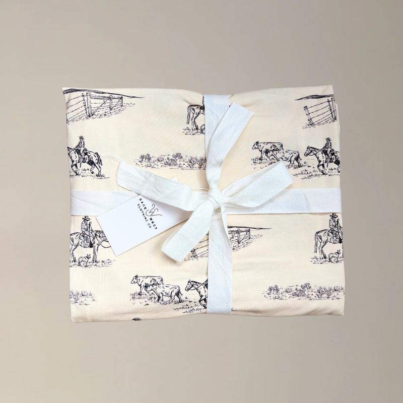 Prairie Cowboy Swaddle Blanket-Cream