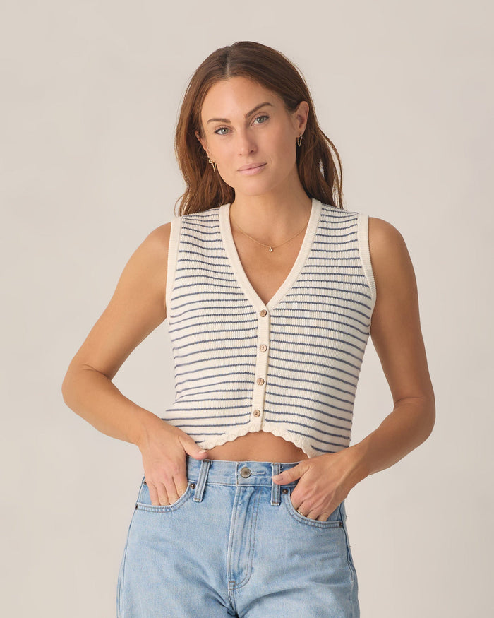 Rylee & Cru Knit Vest - Marine Stripe
