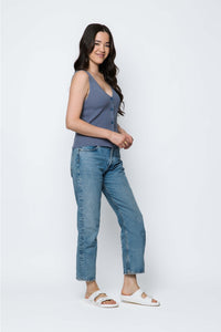 Orb Ava Soft Ribbed Sweater Vest - Stone Blue